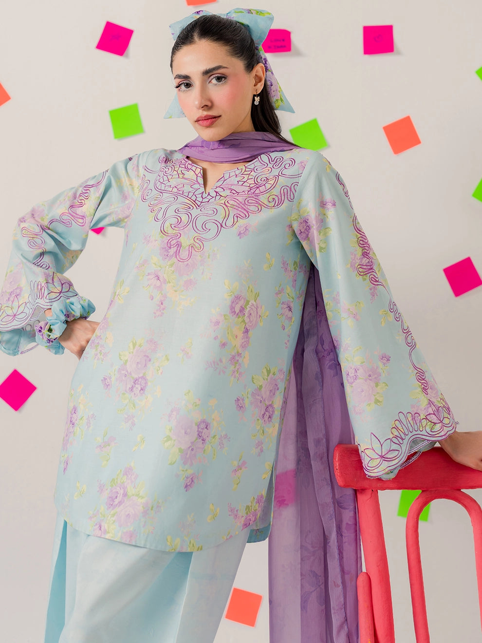 Ribbon - 3Pc Printkari Suit