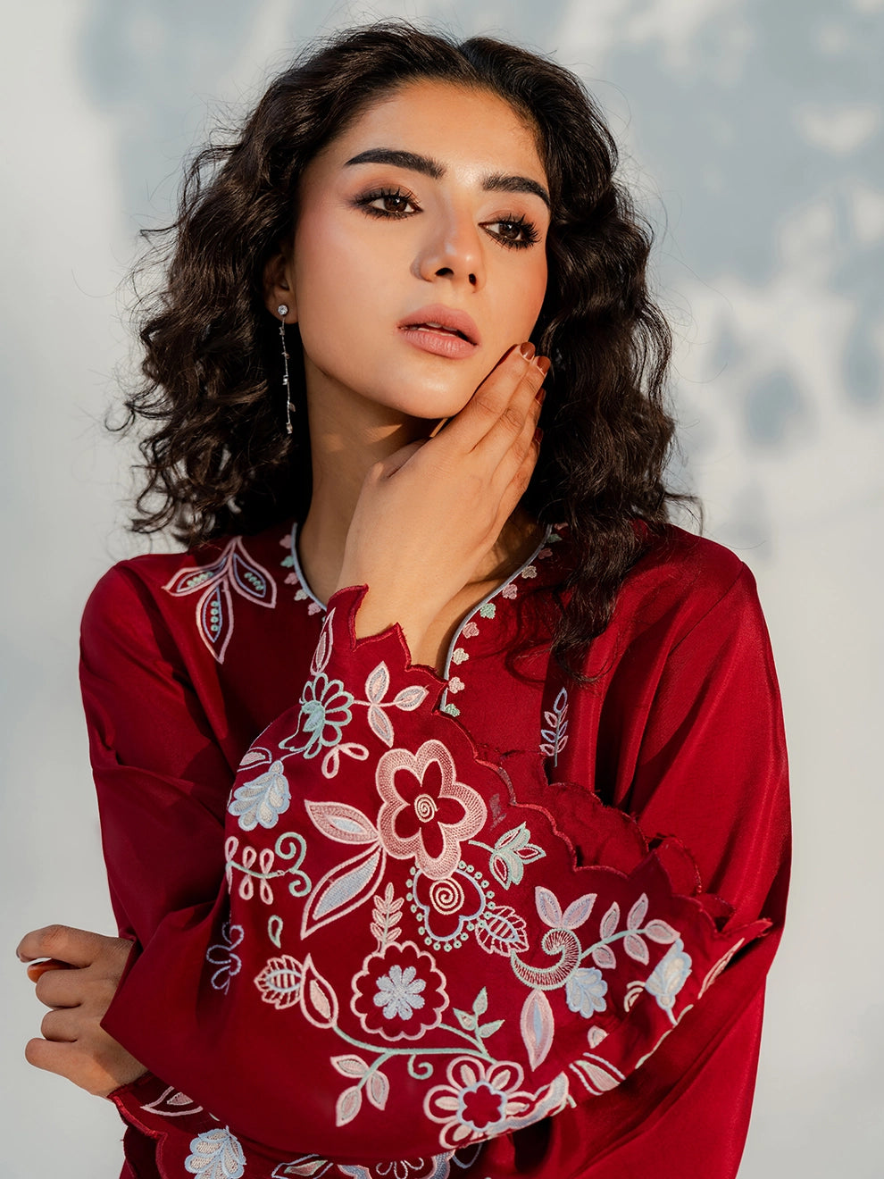 Crimson Bloom – 3pcs Rawsilk Ensemble