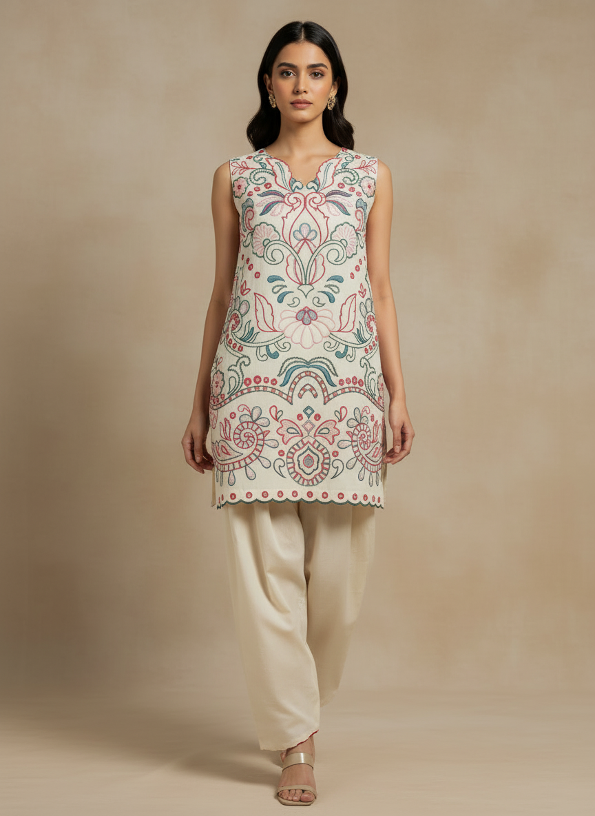 Kaveri – 2Pc Multi-Embroidered Cotton Set