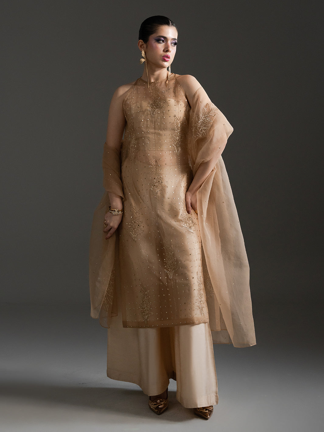 Mehrab – 3Pc Hand-Embellished Organza & Rawsilk Ensemble