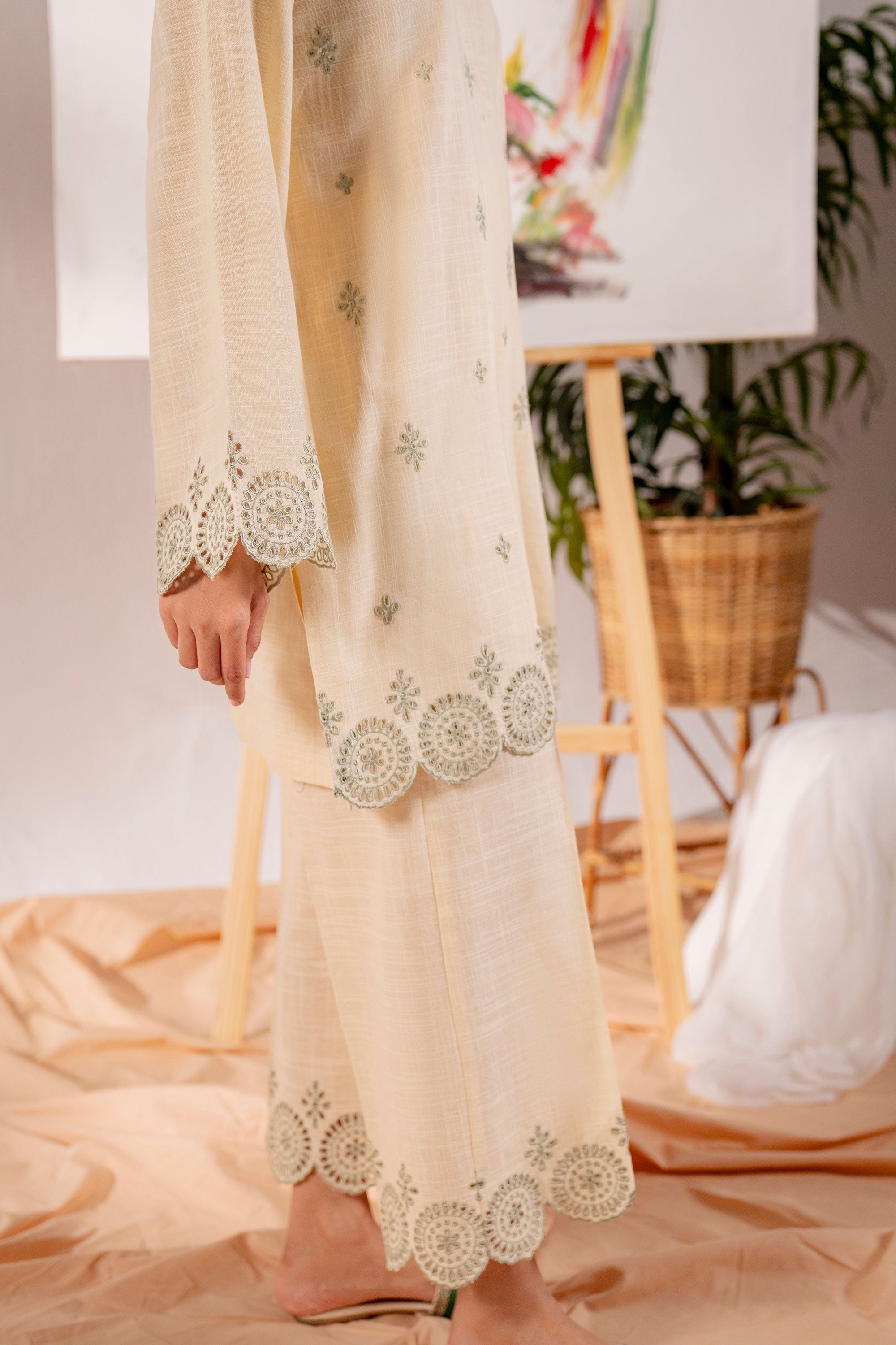 Ozan - 2Pc Embroidered Cotton