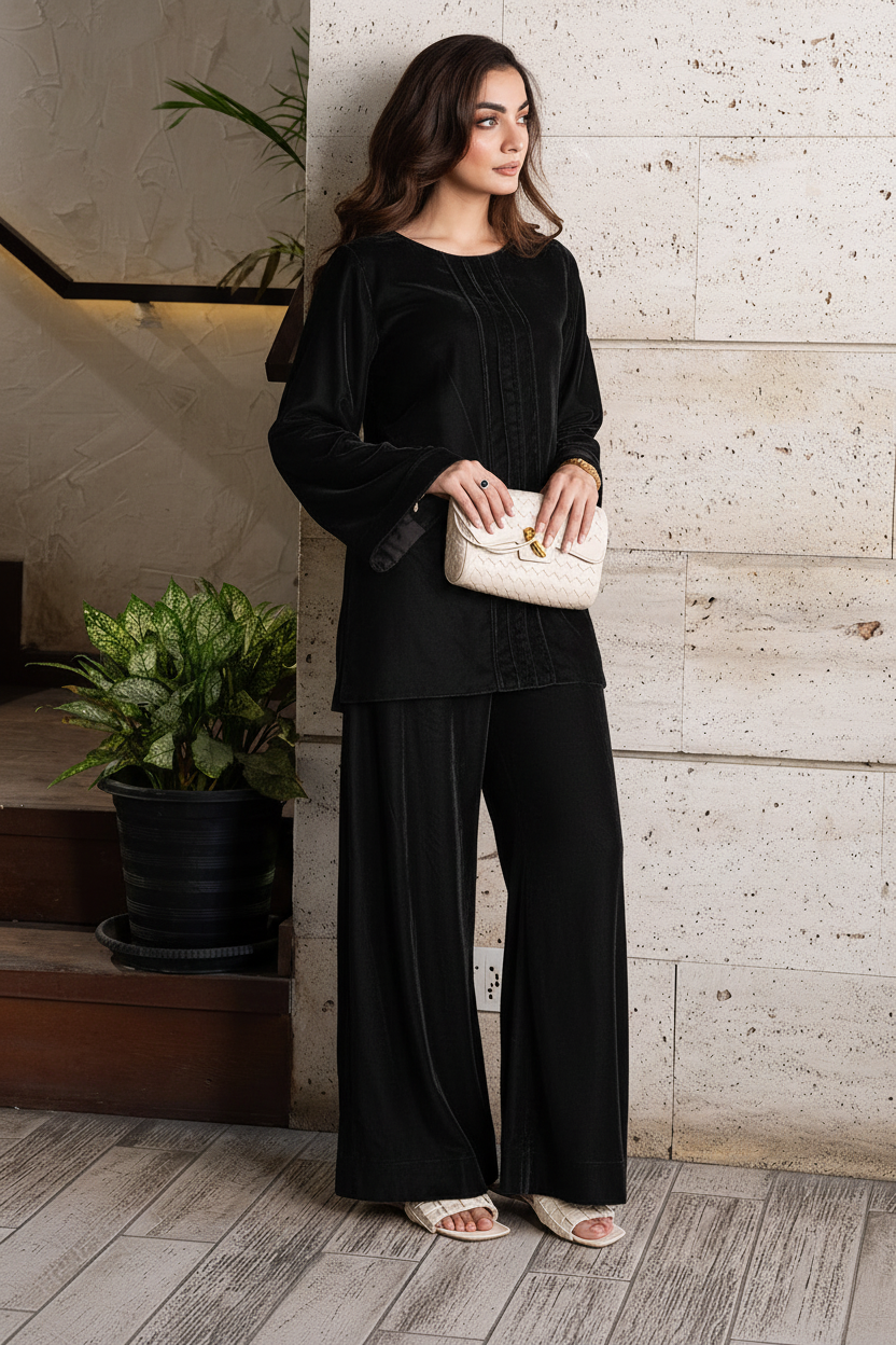 Evale – Velvet Solid Set Black