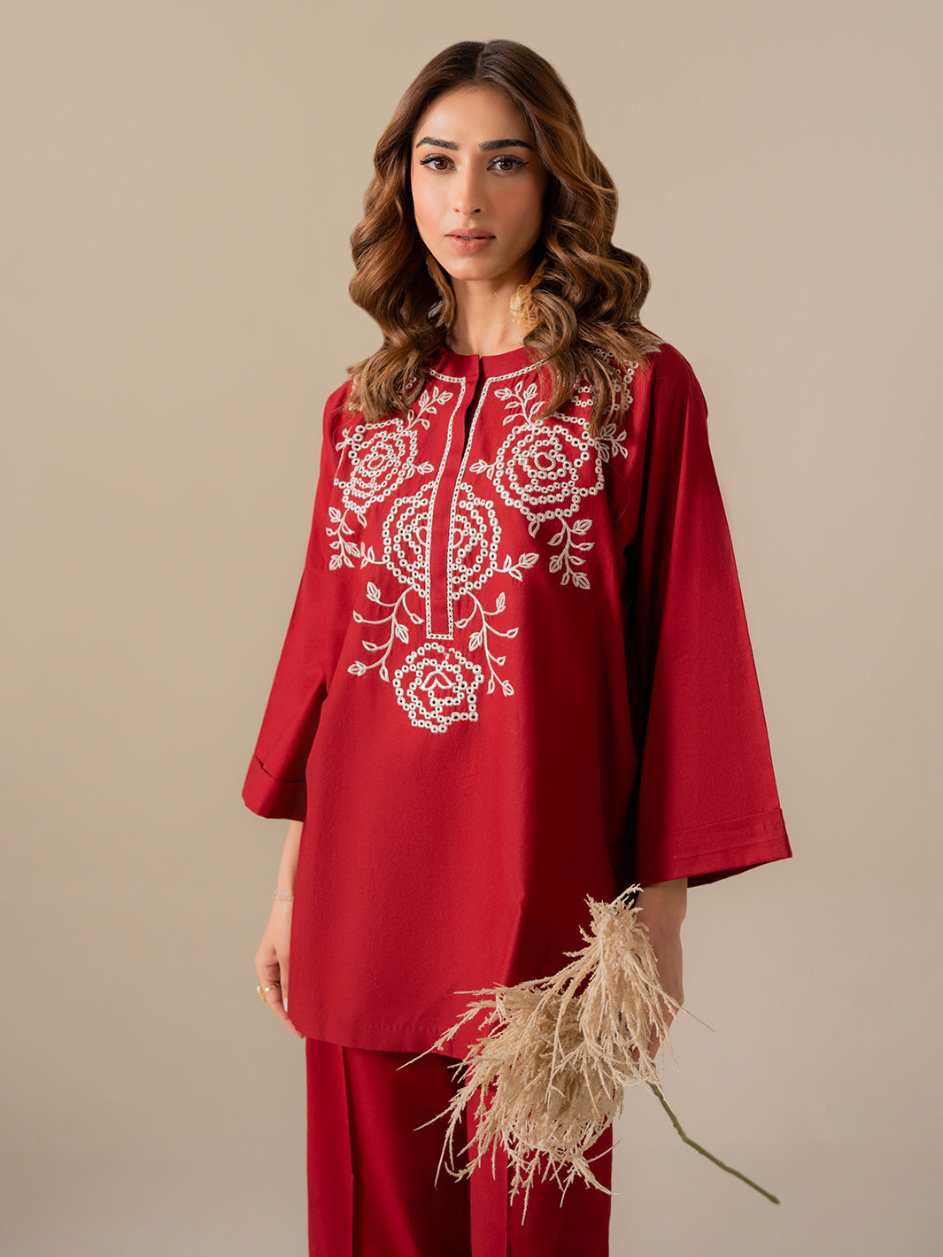CRIMSON DUE - 2Pc Khaddar Embroidered Co-ords Set