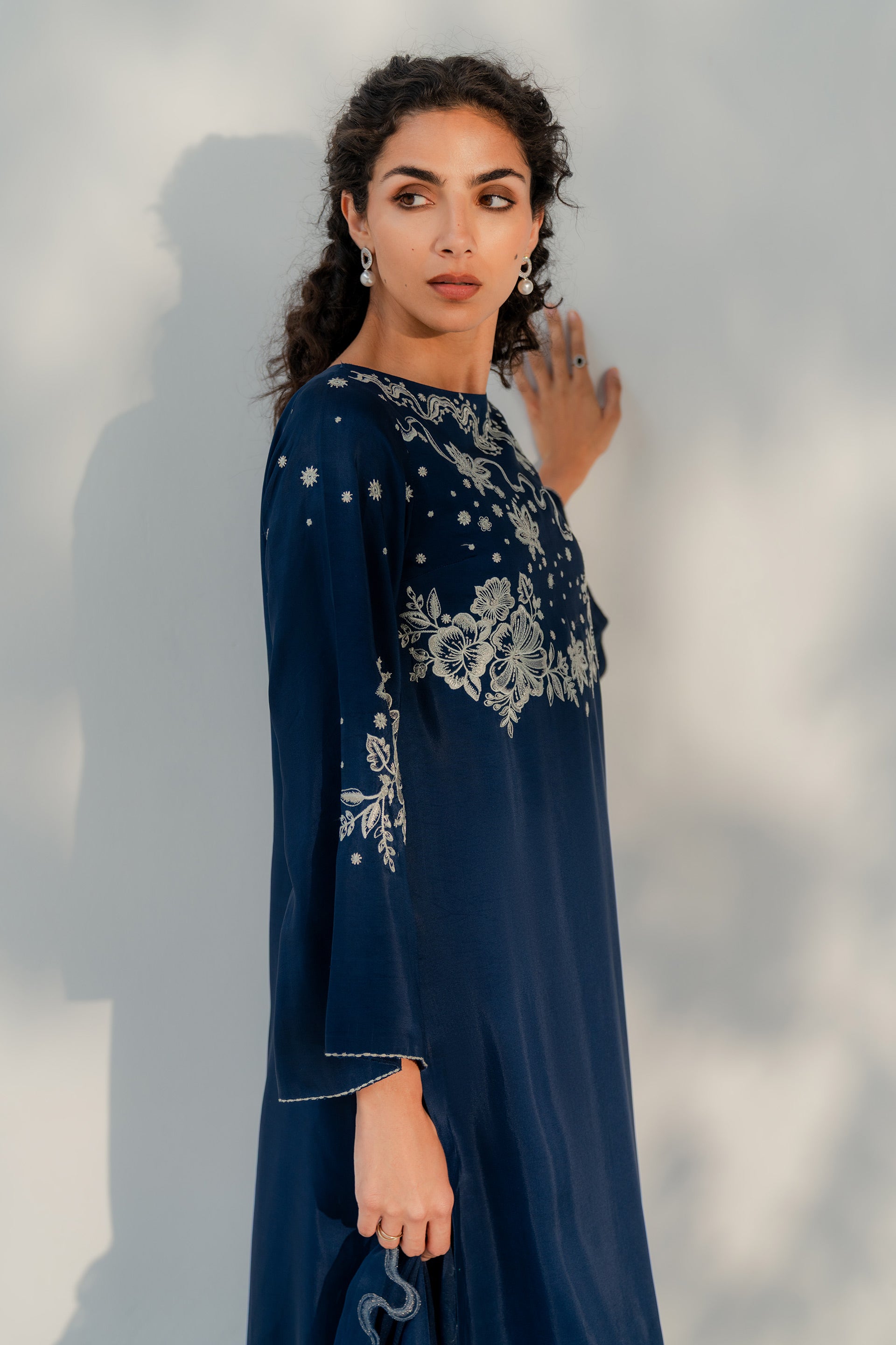 MIDNIGHT SAPPHIRE - 3pcs Khaddi Silk Ensemble