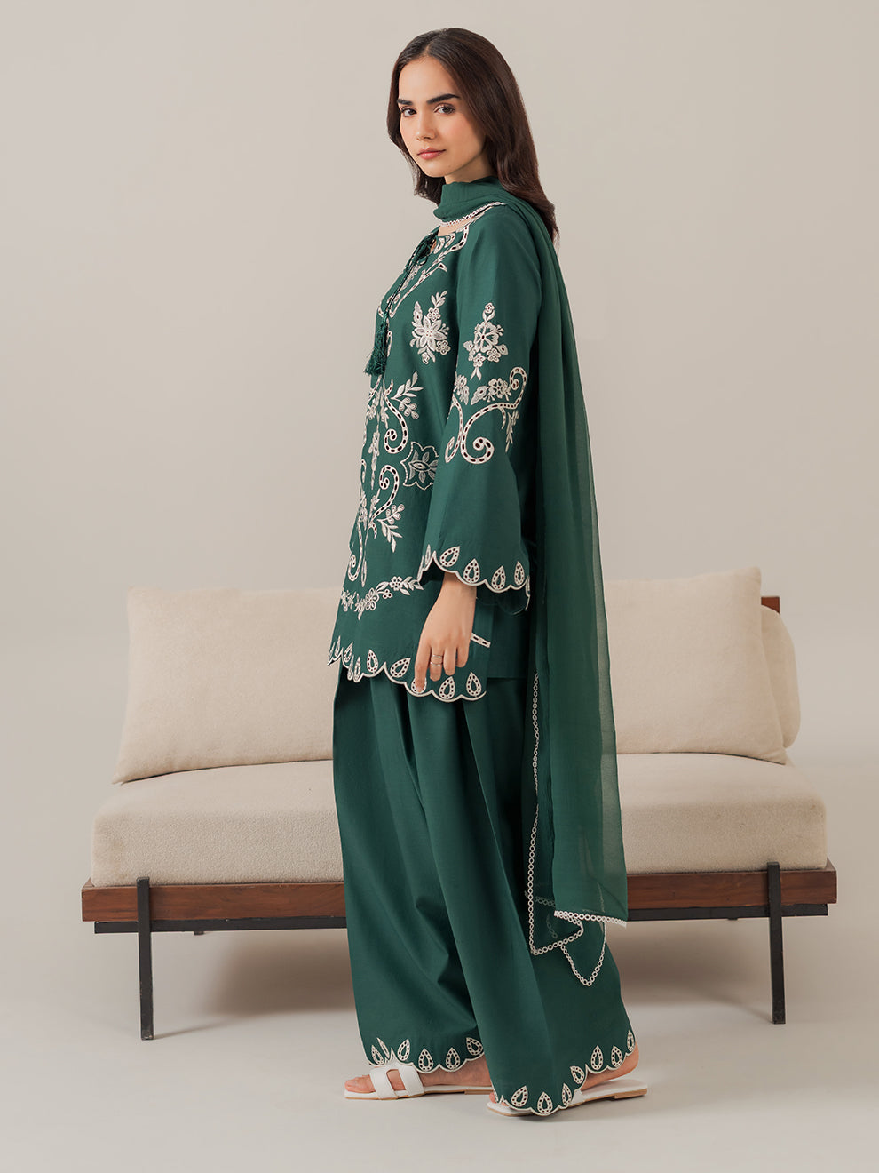 Bottle Green-Dupatta