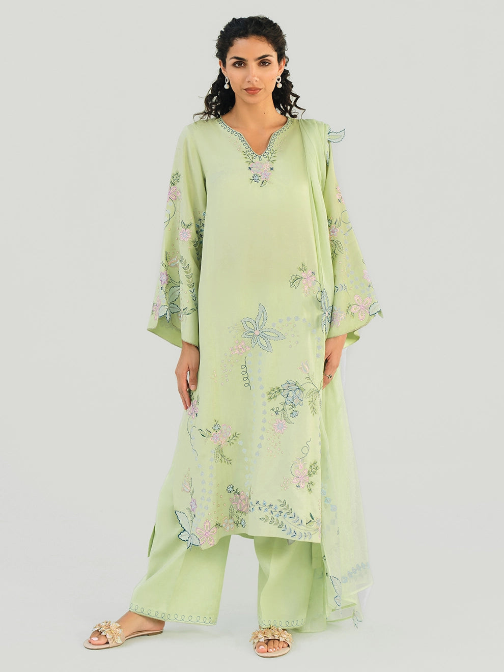 Pistachio Meadow – 3pcs Rawsilk Ensemble
