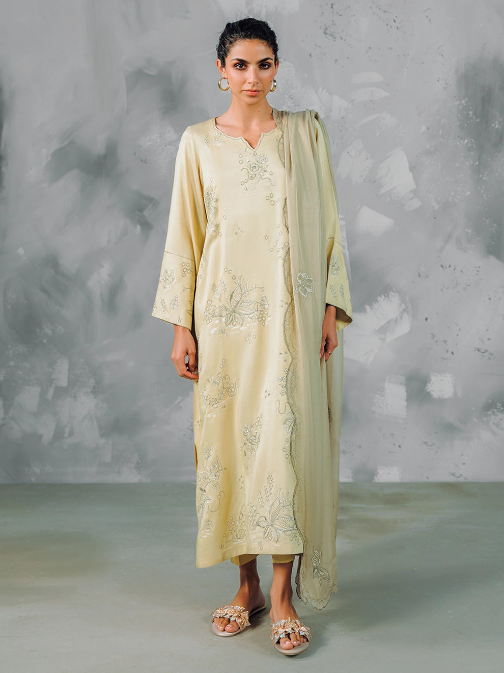 BISCOTTI BLISS - 3pcs Khaddi Silk Ensemble