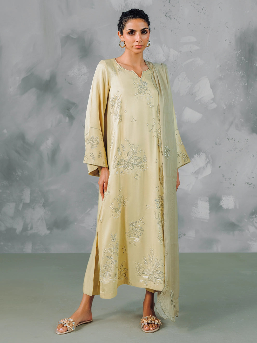 BISCOTTI BLISS - 3pcs Khaddi Silk Ensemble