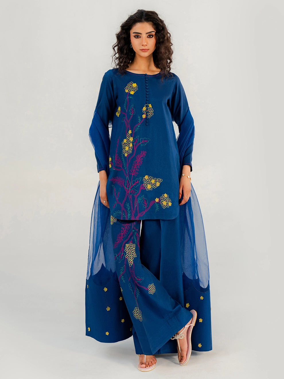 Indigo Bloom – 3pcs Rawsilk Ensemble