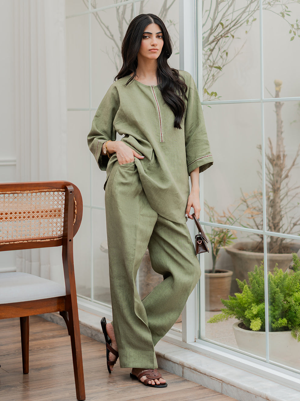 Olive - 2Pcs Linen Set