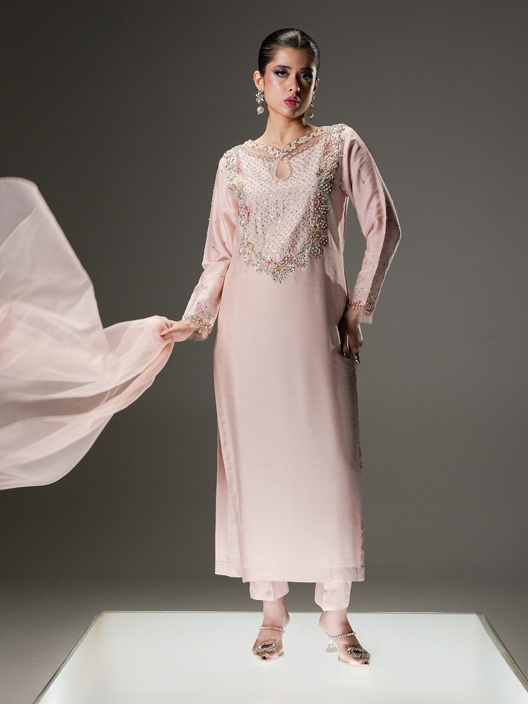 Softglow – Hand-Embellished Korean Rawsilk Ensemble