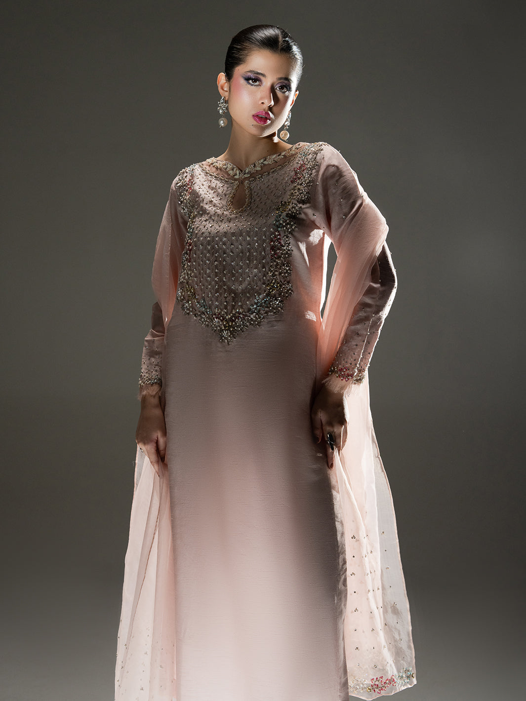 Softglow – Hand-Embellished Korean Rawsilk Ensemble