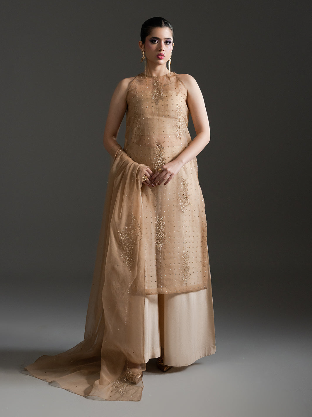 Mehrab – 3Pc Hand-Embellished Organza & Rawsilk Ensemble