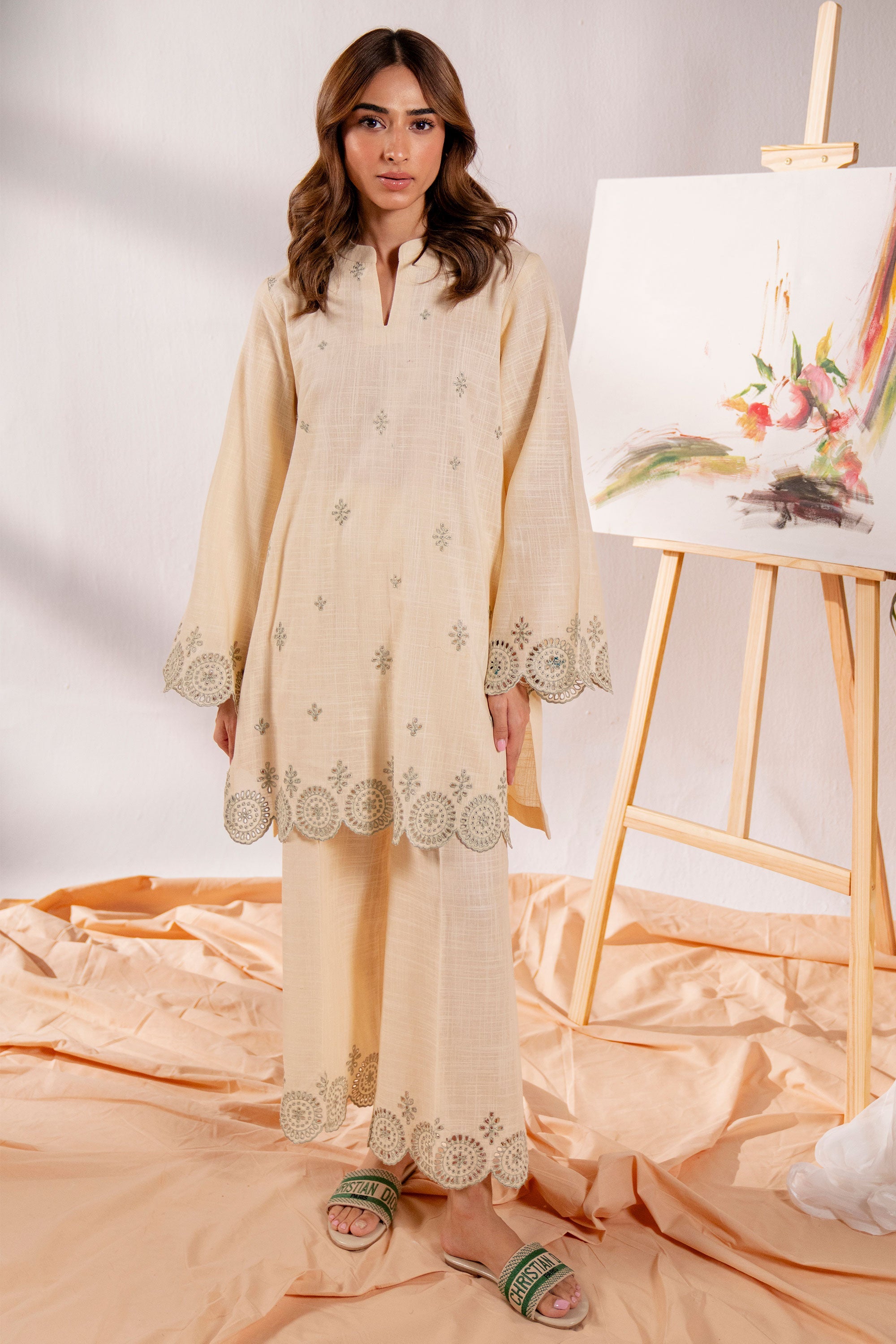 Ozan - 2Pc Embroidered Cotton