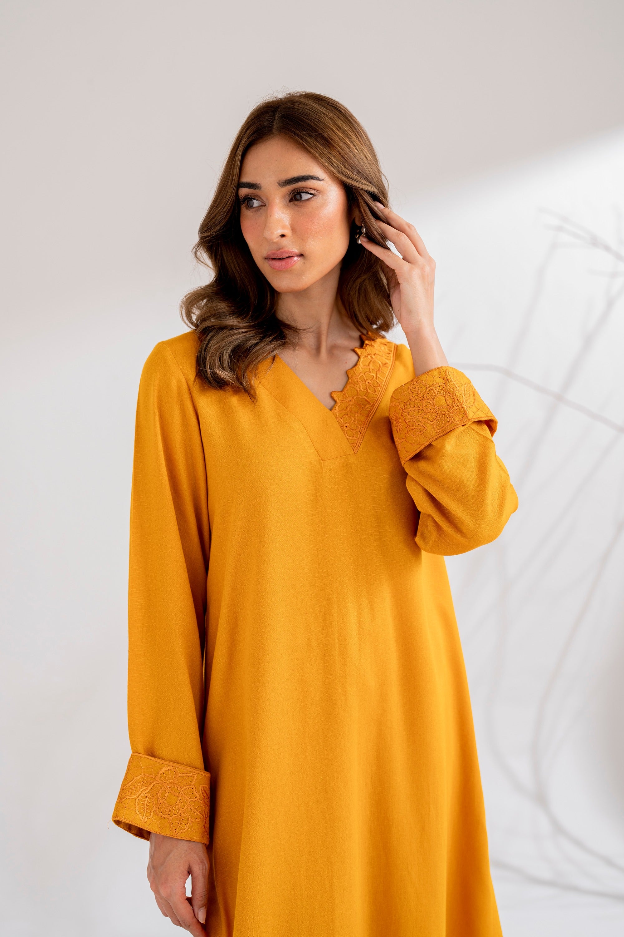 Cove- 2Pc Embroidered yellow