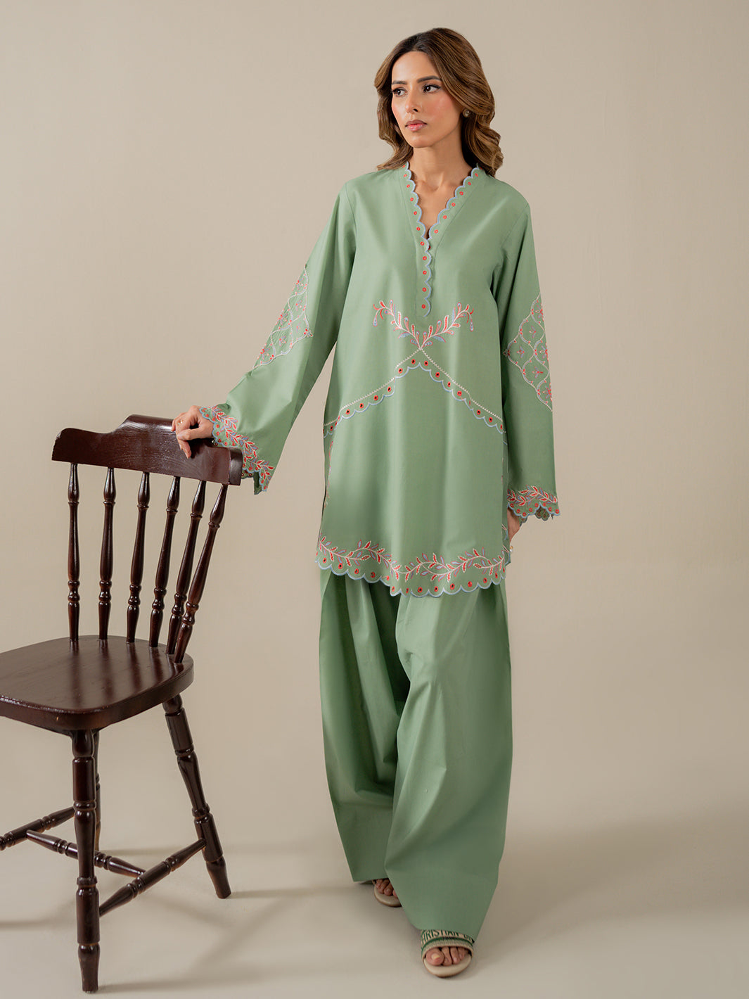 MOSS-SLD10-25-2PC Embroidered Khaddar Set