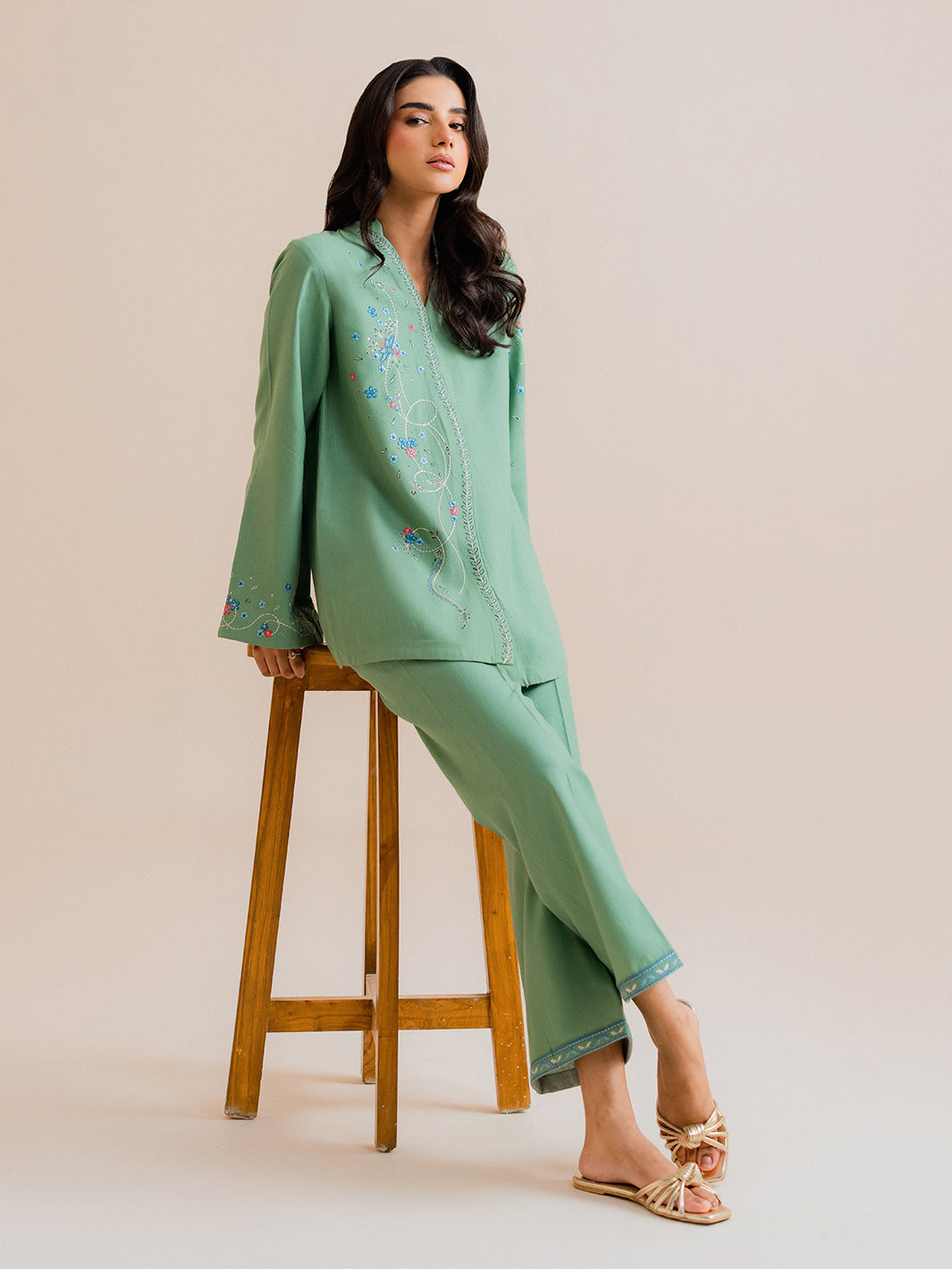 Marvo – 2Pc Embroidered Co-ords Khaddar Set