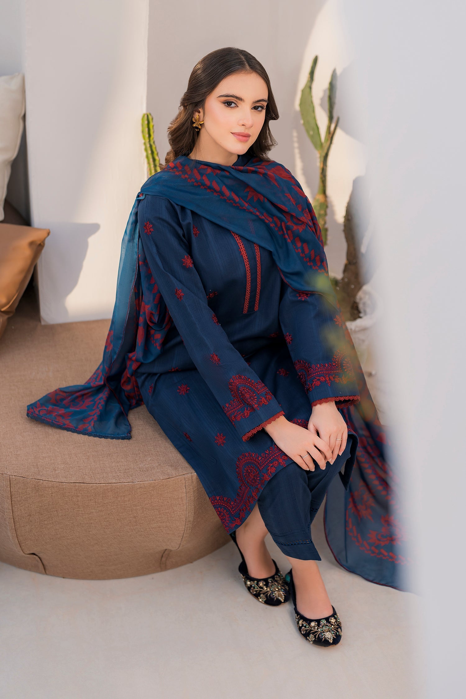 Midnight - 3Pc Embroidered Khaddar