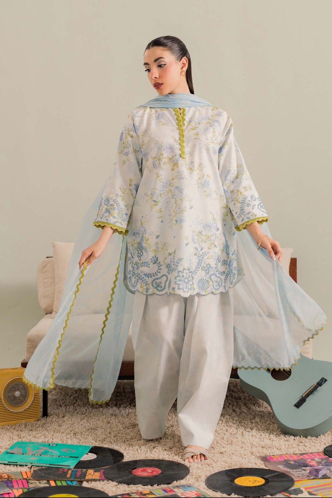 Azule - 3Pc Printkari Suit