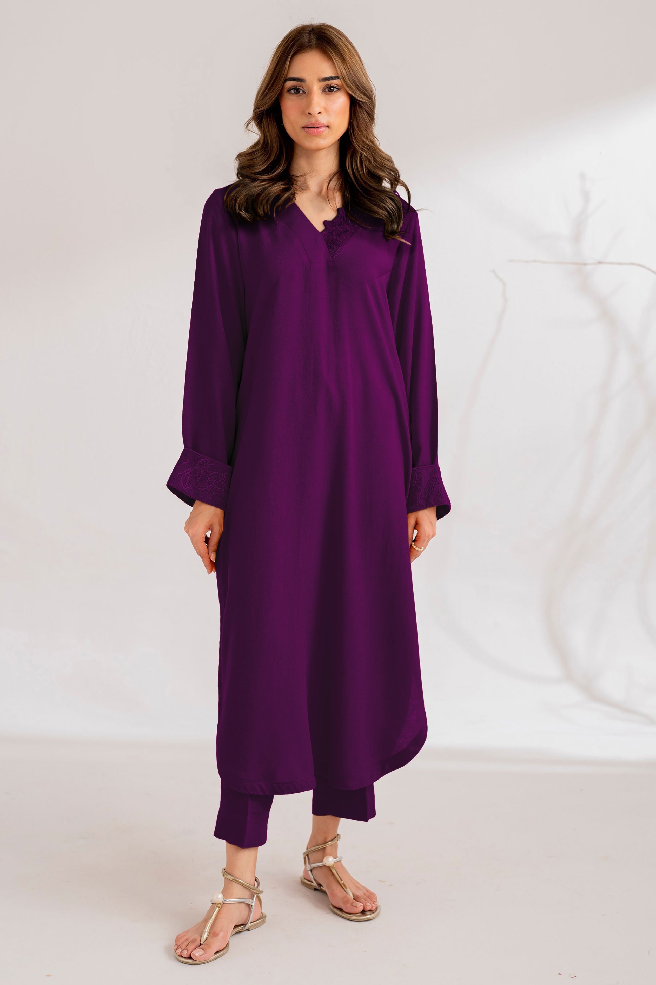 Cove- 2Pc Embroidered yellow