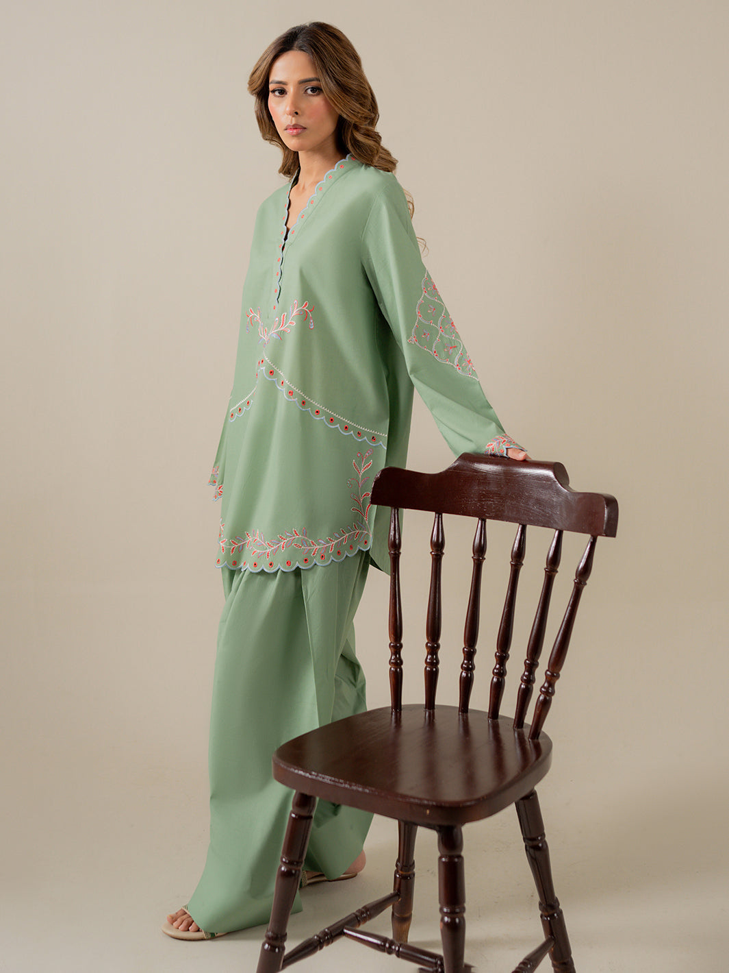 MOSS-SLD10-25-2PC Embroidered Khaddar Set