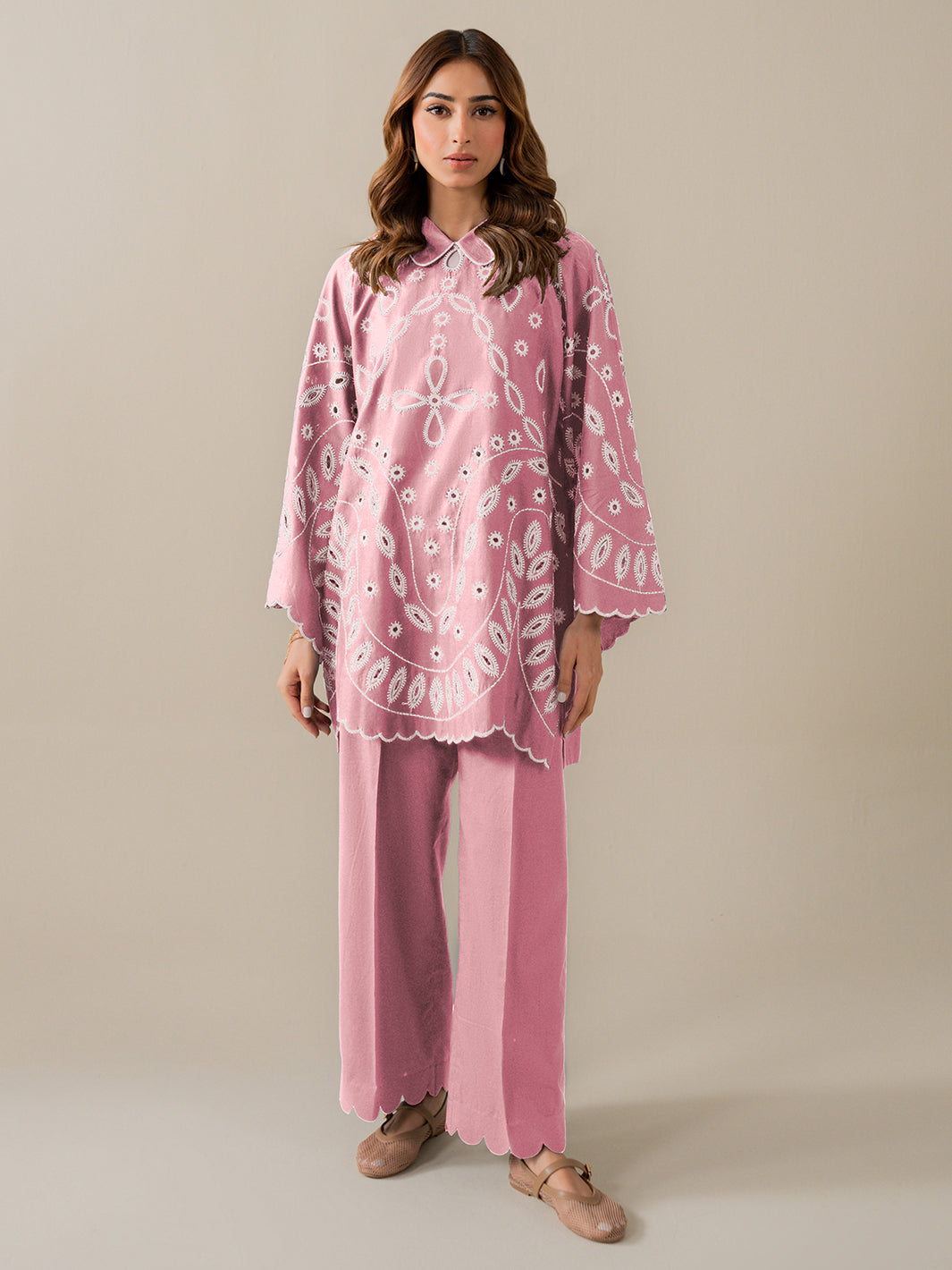 INDIGO - 2Pc Embroidered Set - Pink